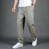 BONSIR  -  Plus Size Men's Casual Cotton Trousers Loose Straight Pants Multi Pocket Man Long Cargo Pants Mens Jogger Pants Summer Autumn
