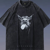 BONSIR  -  Daily Hip Hop Streetwear T-Shirt Fashion Funny Doberman Dog Graphic O Neck Short Sleeve Slight Stretch Comfortable