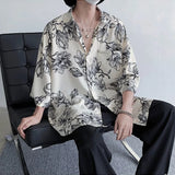 Bonsir Mens Shirts Floral Print Casual Shirts Summer Trend Streetwear Versatile Youth Breathable Five-Point Sleeve Tops Men'S Clothing