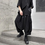 Bonsir Mens Casual Large Pocket Dark Style Overalls Genderless New Trendy Sports Loose Large Size Simple Streetwear Unisex