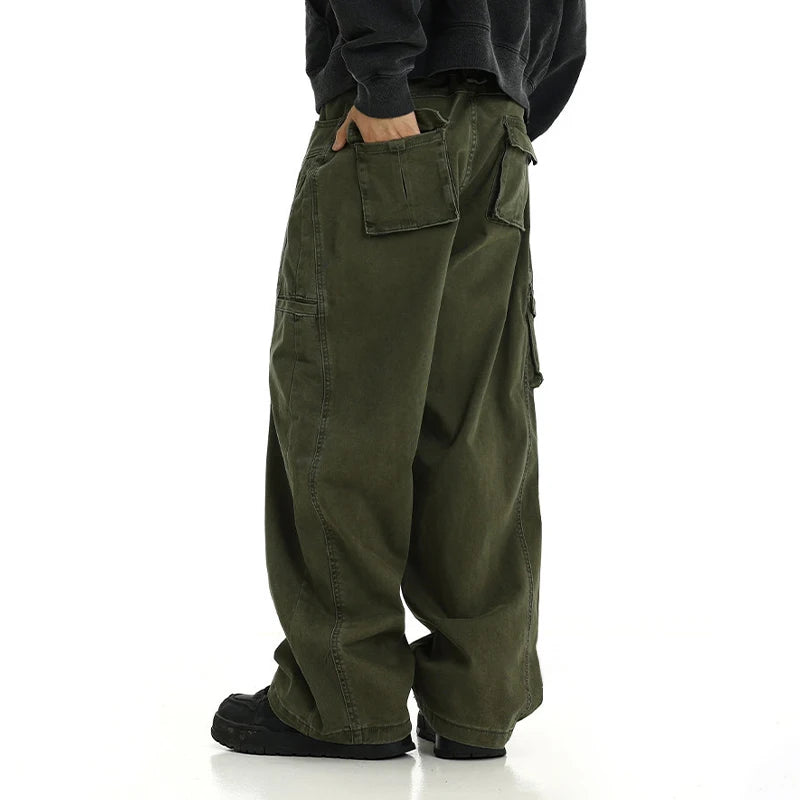 Bonsir Techwear Wide Cargo Pants Men Hip Hop Wide Leg Trousers Male Streetwear Loose Casual Oversize Korean Mens Clothing