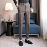 Bonsir Men Suit Pants High Quality Men Solid Color Slim Fit Dress Pants Slim Fit Office Business Men Trousers Plus Size 28-36