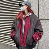 BONSIR  -  American fashion brand splicing baseball uniform cotton jacket spring and autumn loose cotton functional couple jacket