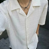 BONSIR  -  Mens Shirt Texture Plain Shirt Drape Breathable Simple Daily Leisure Youth Campus All-Match Short-Sleeve Top Men'S Clothing 2025