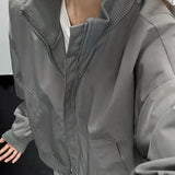 BONSIR  -  Stylized heavy industry ribbed stand collar American high street stand collar jacket baseball flight jacket men amber streamer