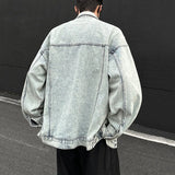 BONSIR  -  New Summer Men's Denim Coats Solid Color Pocket Streetwear American Style Single Breasted Loose Male Jackets 2025 24K5076
