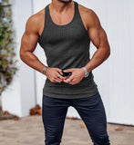 BONSIR  -  Summer Knitted Men's H-shaped Slim Fit Vertical Stripe Tank Top Fitness Training Breathable Sleeveless Fashion New Style