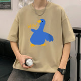 BONSIR  -  Summer Men Cotton Funny Goose Print T Shirt Cartoon Short Sleeve Tops O-Neck Tees Y2k Anime Casual Oversized T Shirts Men