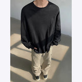 BONSIR  -  Spring Cotton Long Sleeved T-shirt Men Black White Casual T Shirt Men Streetwear Korean Loose Round Neck T Shirt Mens Top M-3XL