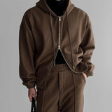 BONSIR  -  Maillard casual sports suit men's spring and autumn heavy hooded sweatshirt cardigan splicing
