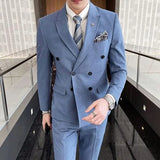Bonsir Men Suits Double Breasted Latest Design Groom Wedding Stage Tuxedos Best Costume Homme Slim Fit Business Social 3 Pieces