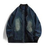 BONSIR  -  Men's Denim Jacket Loose Casual Outerwear Retro Japanese Style Simple Couple's Coats Korean Fashion Leather Jacket Men's Jackets