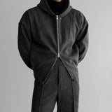 BONSIR  -  Maillard casual sports suit men's spring and autumn heavy hooded sweatshirt cardigan splicing