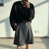 Bonsir Summer Suit Shorts Men Fashion Social Mens Dress Shorts Korean Loose Business Casual Shorts Mens Grey Black Office Formal Shorts