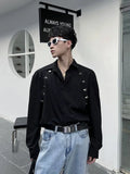 Bonsir Metal Decorated Shirt Men Korean Fashion Spring and Fall New Loose Button Cardigan Long-sleeved Shirts Streetwear Men Clothing