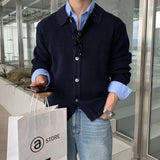 BONSIR  -  Streetwear Sweater Cardigan Men Fall Winter Casual Long Sleeve Sweatercoat Men's Baggy Thicken Thermal Knitted Sweaters Male Top