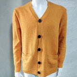 BONSIR  -  Men's New Style Knitted Sweater in Autumn and Winter, Korean Version V-Neck Long Sleeve Slim-Fit Cardigan Sweater Coat S-2XL