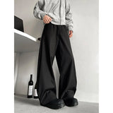 BONSIR  -  Grey Black Suit Pants Men Fashion Society Mens Dress Pants Korean Loose Casual Wide Leg Pants Mens Office Formal Trousers