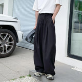 BONSIR  -  Oversized Black Suit Pants Men Fashion Social Mens Dress Pants Korean Loose Wide Leg Pants Mens Office Formal Trousers M-3XL