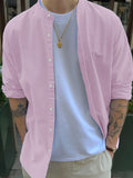 BONSIR  -  Fresh green collar striped long sleeve shirt men's casual Joker fashion street style