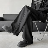 Bonsir Suit Pants Men Fashion Society Mens Dress Trousers Korean Loose Wide Leg Pants Mens Solid Color Straight Casual Pants
