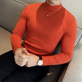 Bonsir 11 Color Autumn Winter Half Turtleneck Stretch T-shirt High Quality Slim Fit Casual Long Sleeved Cotton Tee Men Clothing 4XL-M