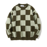 BONSIR  -  Spring Autumn Men's Plaid O-Neck Sweaters Casual Men Cashmere Warm Knitted Pullover Men Classic Loose Knitwear Sweaters Clothing