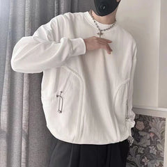 Bonsir Autumn Winter Round Neck Loose Casual Sweatshirt Male Solid Color Simple All-match Top Men Oversized Fashion Cotton Pullover Tee