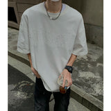 BONSIR  -  Hip Hop Letter Foaming Printing T Shirt Men Harajuku Streetwear Mens Y2k Oversized T Shirts Korean Fashion Short Sleeve Tops Tee