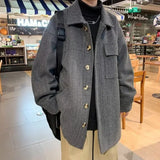 Bonsir Men's Jackets Oversize Gray Male Coats Wool & Blends Winter Sales of Original Brands Joker High Quality Vintage Cold Cheap Sale