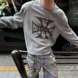 Bonsir Mens Clothing Spring Fashion Casual Loose Long-Sleeved T-Shirt American Street Trend Printing Retro Hip-Hop Y2k T-Shirt Men