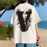 BONSIR  -  Summer Men Funny Smoke V Printed T Shirt Male O-neck T-shirt Daliy All-match Causal Tshirts Women Short Sleeve Tee Tops 5 Colors