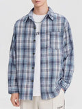 BONSIR  -  American Men's Spring and Autumn Plaid Shirts, Handsome and High-End Long-Sleeved Shirts, Trendy and Versatile Loose Tops
