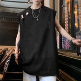Bonsir Mens Vest Ripped Sports Breathable Tank Top Fashion Streetwear Personality Versatile Sleeveless Top Men'S Clothing Summer New