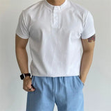 BONSIR  -  Summer Knitted T-shirt for Men Short Sleeve Round Neck T-shirt Slim Fit Casual Business Tee Tops M-3XL