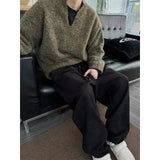 BONSIR  -  casual pants American fashion coffee green suede streamer sports men and women bf lazy style cleanfit trousers