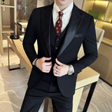 Bonsir Plus Size 6XL 5XL Men Formal Business Suit 3 Set Pieces Classic Slim Fit Business Suits Sets Autumn Men Wedding Party Tuxedo