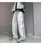 BONSIR  -  Autumn White Casual Pants Men Spliced straight Wardrobe Trousers Hong Kong Style High Street Wide-leg Sports Trousers