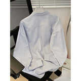 BONSIR  -  Japanese Striped Men's Long Sleeved Shirt Embroidered Thin Loose Coat Spring Autumn Casual Single Breasted Male Clothing