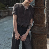 BONSIR  -  Henry collar short-sleeved T-shirt men's summer thin Tailored Cut versatile t-shirt Korean commuter style design top