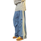 Bonsir Wide Leg Pants Men Loose Fit Track Pants Male Side Striped Jogger Trousers Unisex Elastic Waist Wide Leg Pants  Plus Size