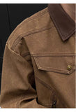 BONSIR  -  American Style Men Jacket Contrast Color Turn-down Collar Patchwork Washing New Autumn Silhouette Loose Male Coat 24K5356