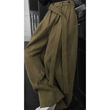 BONSIR  -  suede ribbon pants for men's high-end draping and velvet scimitar pants American casual trousers