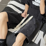 BONSIR  -  Summer Thin Denim Shorts Men's Hong Kong Style Brand Loose Straight Casual Mid-pants Versatile Wide-leg Five-point Pants Men