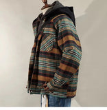 BONSIR  -  West Coast Cityboy style trendy off-shoulder cotton jacket plaid quilted cotton loose jacket couple style