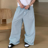BONSIR  -  Men Striped Pants Joggers Drawstring Oversize Casual Trousers Men Streetwear 2025 Korean Style Fashion Wide Leg Pants