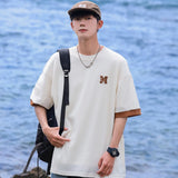 BONSIR  -  Summer Oversized T Shirt Men Tees Short Sleeve Korean Fashion T-shirts Hip Hop Streetwear Drop Shoulder Male Casual Tops