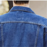 BONSIR  -  Spring and Autumn Men's Spliced Turn-down Colla Button Pocket Fashion Solid Color Loose Comfortable Long Sleeve Jackets