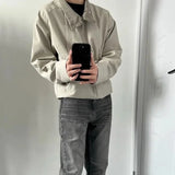 BONSIR  -  Y2k Mens Three Dimensional Cut Motorcycle Leather Jacket Autumn Casual Streetwear Soft Faux Garment Men's Clothing Unisex