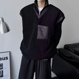 BONSIR  -  Dark thickened fur integrated vest vest for men's Japanese retro trendy brand loose versatile splicing V-neck jacket